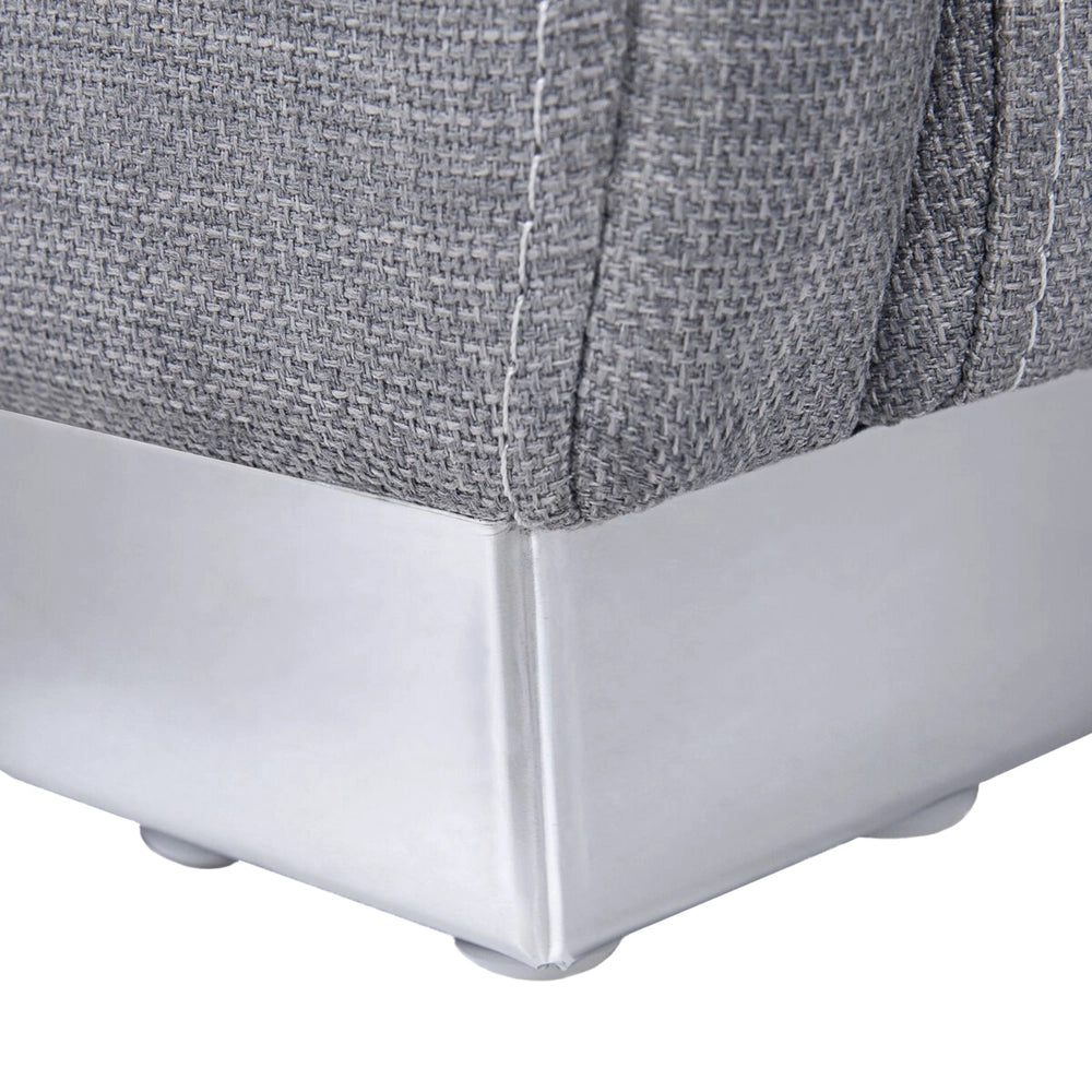 Letto in Tessuto Grigio con Testiera Curva Rete a Doghe 140 x 200 cm