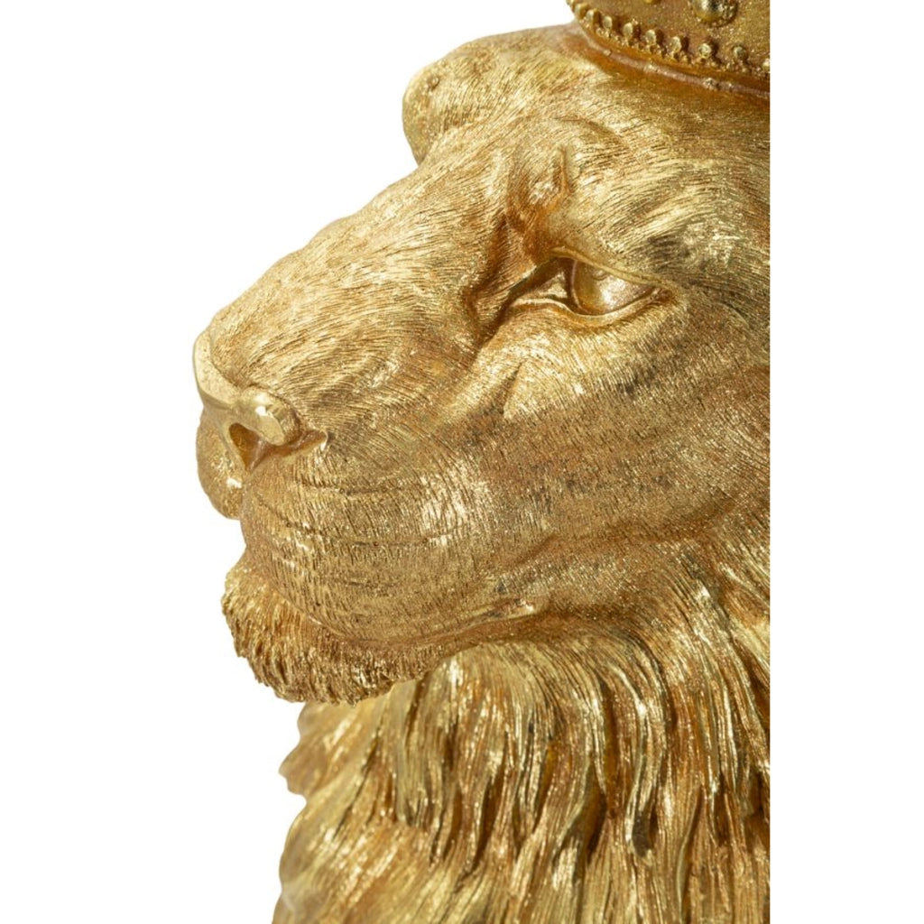 Scultura Leone 1, Oro, Poliresina, 30x42x74 cm