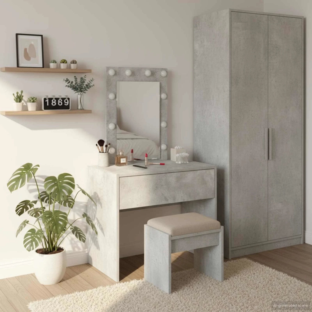 Tavolo da Trucco Grigio 60 x 40 x 70 cm Legno multistrato 865220