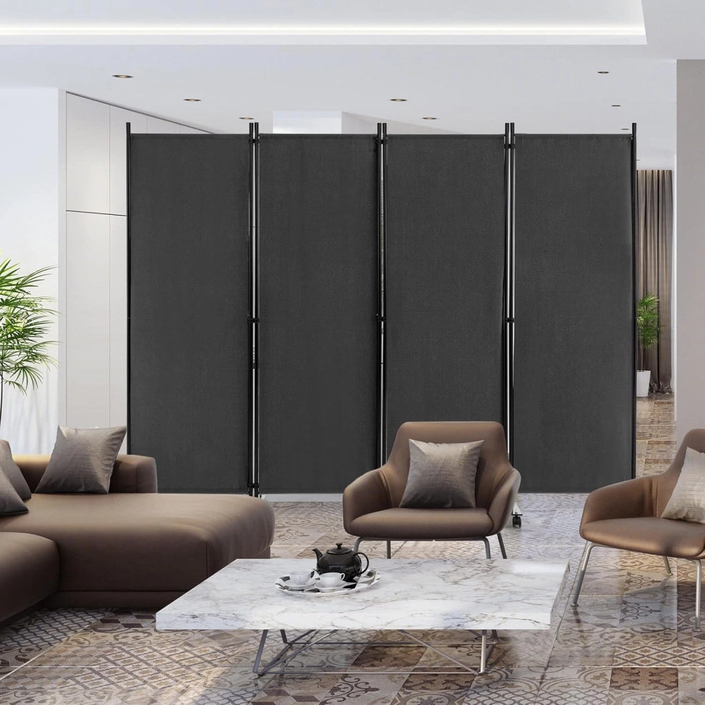 Divisorio Paravento con Ruote 4 pezzi, Divisorio da Parete in Ferro, Protezione Privata per Camera da Letto, Ufficio，224 x 172 cm，4 Colori