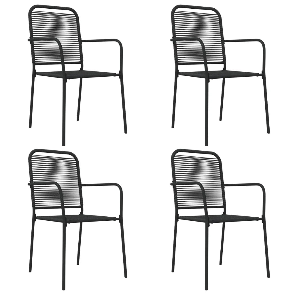 Set da Pranzo da Giardino 5 pz Nero Corda di Cotone e Acciaio 3156536