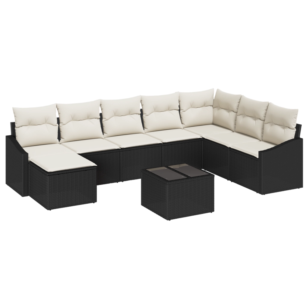 Set da Pranzo Giardino 8 Pezzi con Cuscini Rattan Poly Marrone