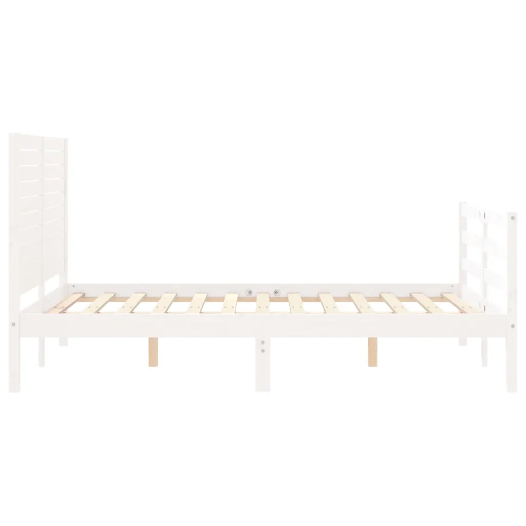 Giroletto con Testiera-Struttura Letto con testiera Bianco 140x190 cm in Legno Massello 170790