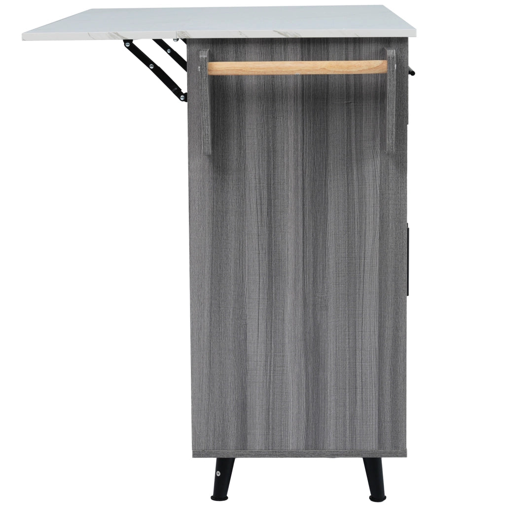 Carrello da cucina con 2 cassetti e 3 vani, per cucina, in MDF, grigio e bianco, 129 × 71 × 91,5 cm