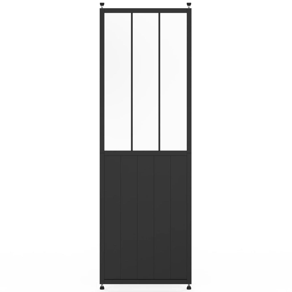 IDMarket - Divisorio da studio rimovibile 250 x 80 cm con effetto metallo nero e vetro temperato