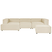 Divano modulare a destra Beige Lino 3 posti con ottomana Divano angolare componibile con gambe nere Soggiorno moderno