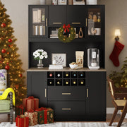 Credenza 120x36,3x180 cm con LED, prese USB e portabottiglie