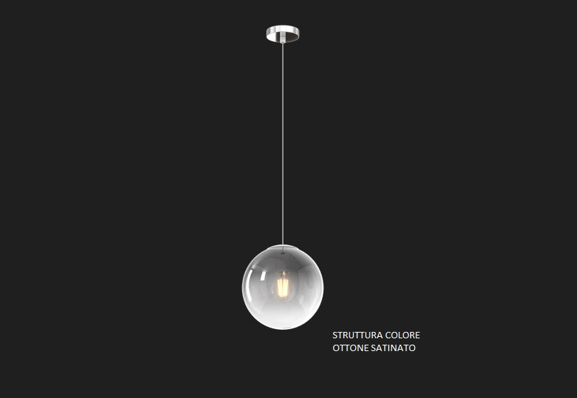 SOSPENSIONE OTTONE SAT. 1 LUCE VETRO PICCOLO FUME' 1194OS-S20-FU