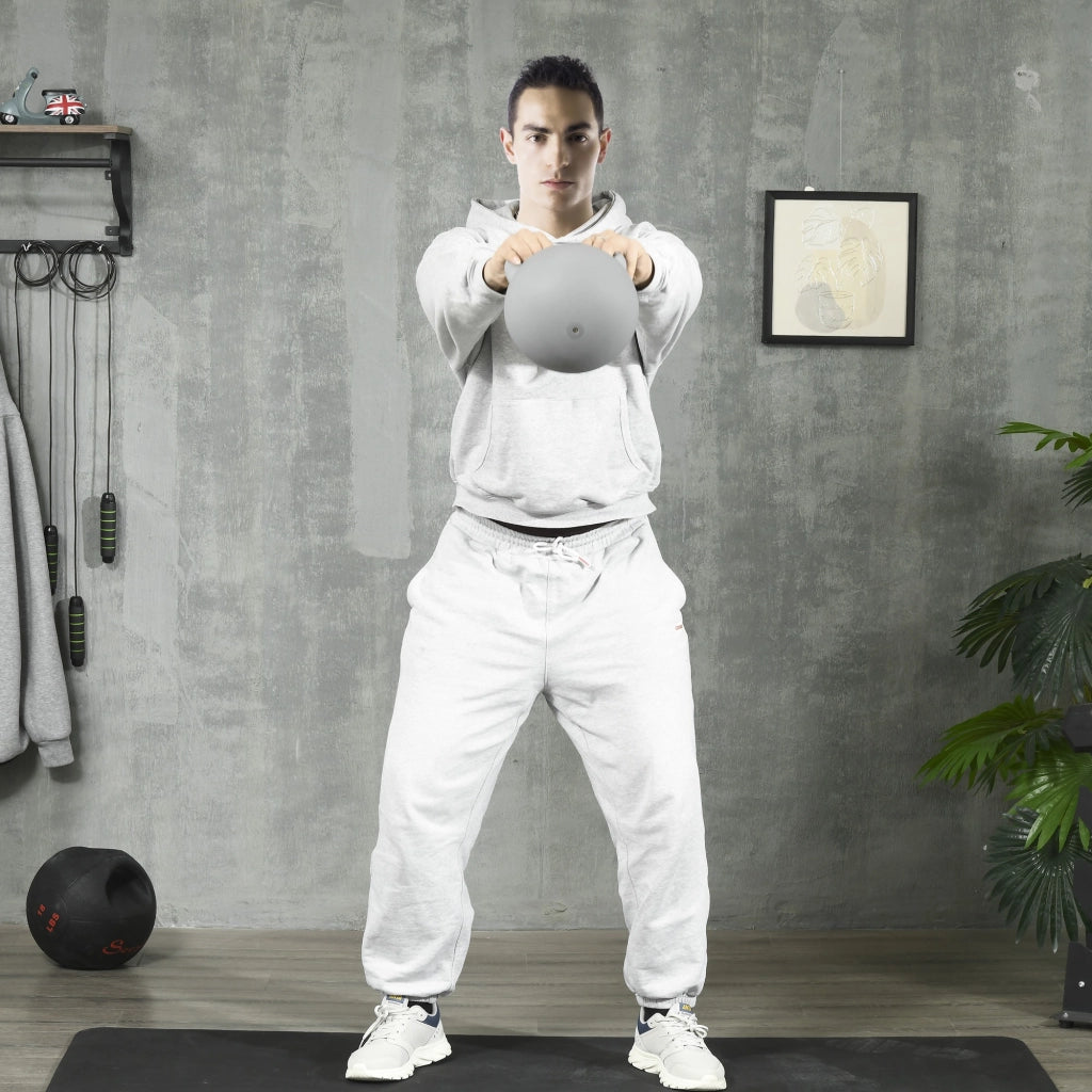 Easycomfort Kettlebell 4kg in PVC e Sabbia Metallica per Allenamento Spalle e Bicipiti, 19x19x26 cm, Grigio