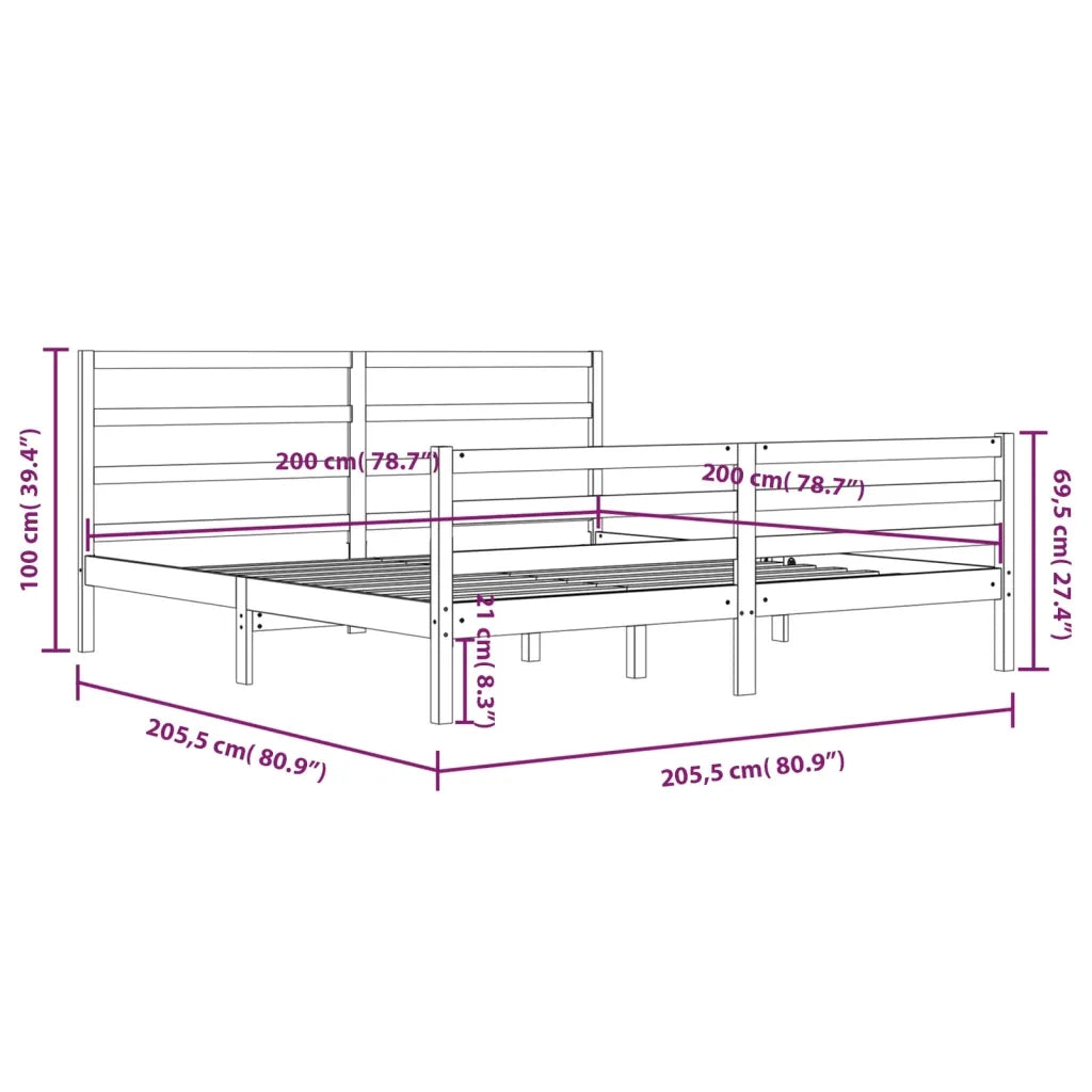 Giroletto-Struttura Letto in Legno Massello di Pino 200x200 cm 657699