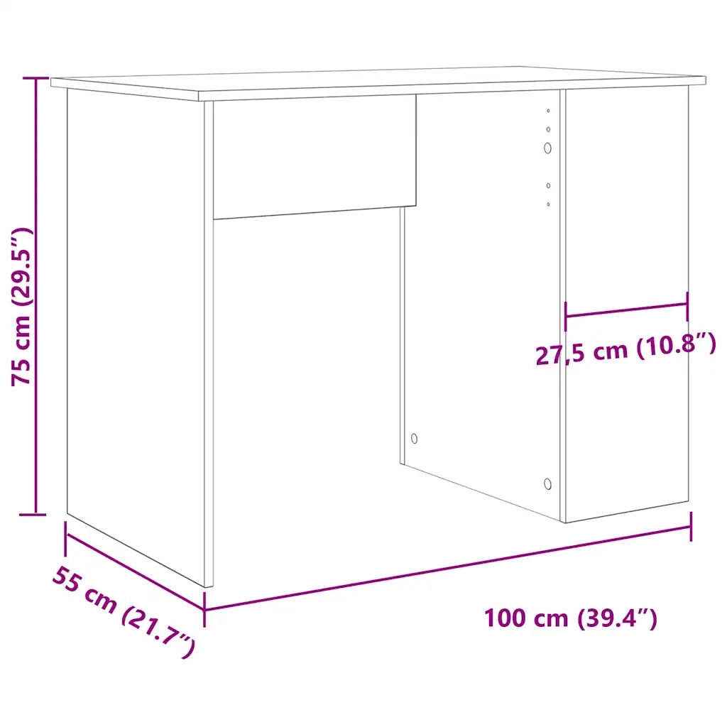 vidaXL Scrivania Rovere Artigianale 100x55x75 cm in Legno Multistrato