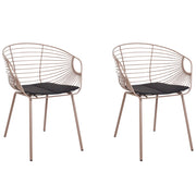 Set di 2 sedie da pranzo in metallo beige design ecopelle Nero cuscino per sedile Glam Industrial Modern