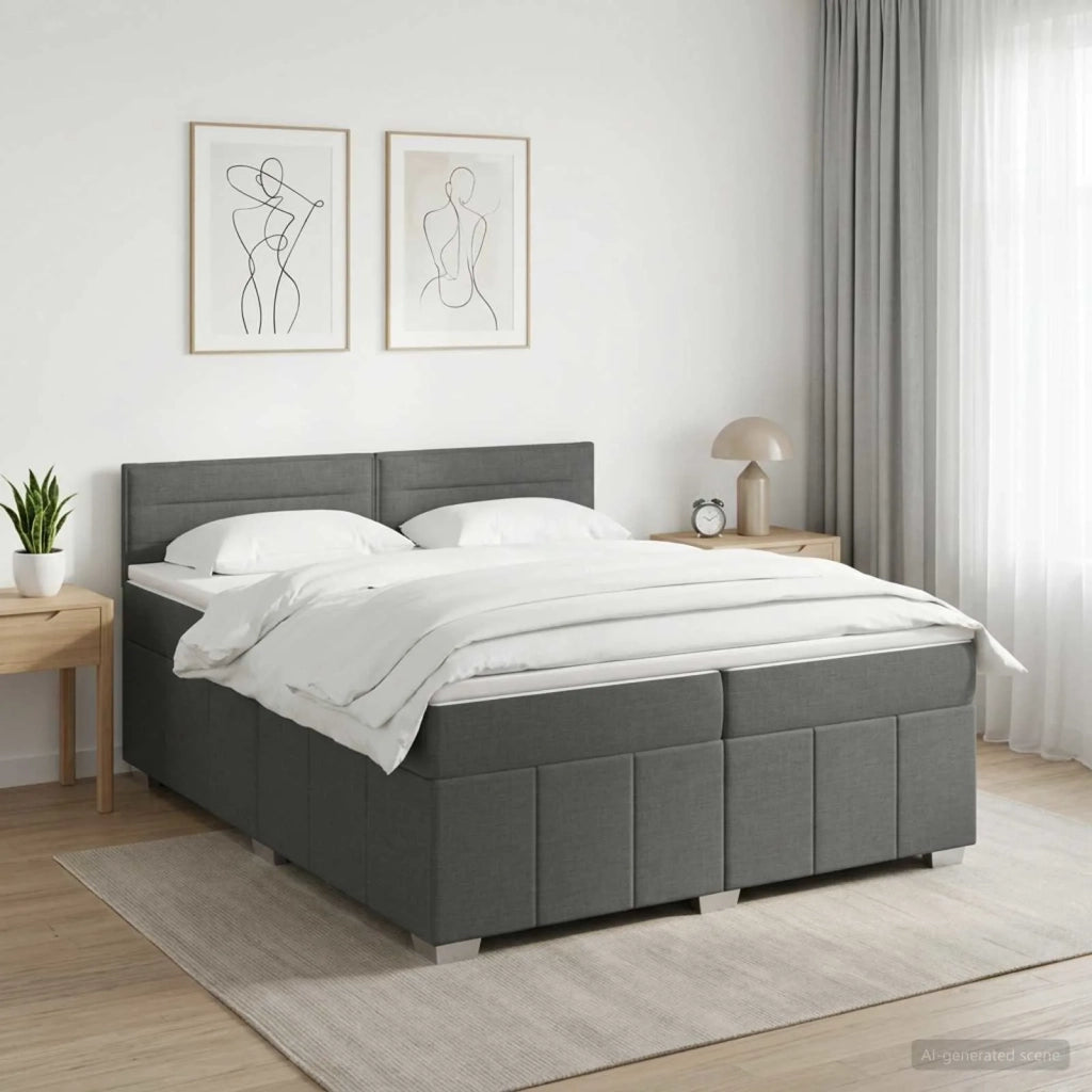 Letto box spring con materasso Grigio Scuro 200 x 200 cm 3452748