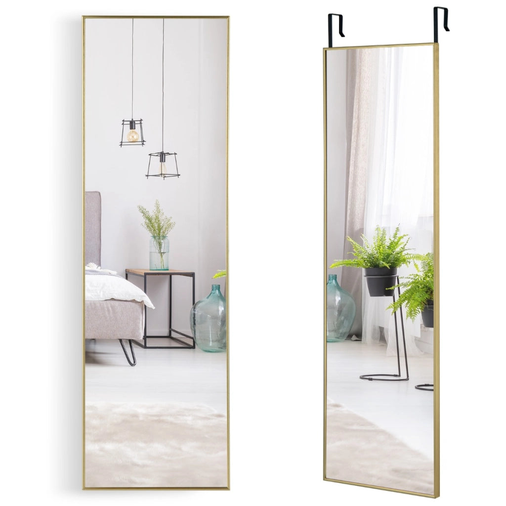 Specchio sopra la porta con cornice in alluminio vetro antigraffio, Specchio da appendere o da parete Oro