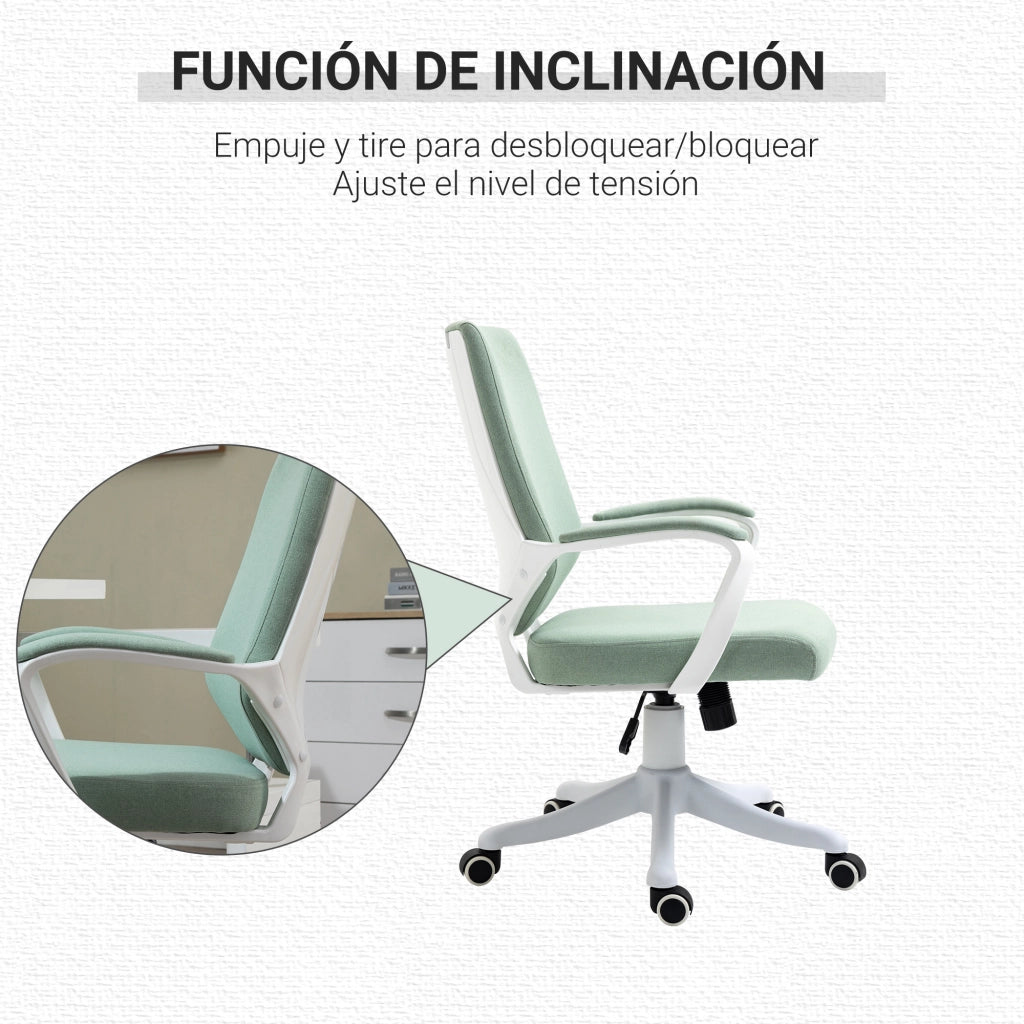 Sedia da Ufficio Girevole e Basculante con Braccioli Regolabile in Altezza ¨C zephmum ¨C Verde 62x69x92-100 cm