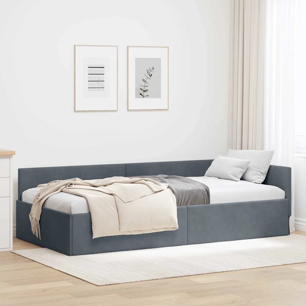 Cornice del letto ad angolo Grigio scuro 100 cm x 200 cm