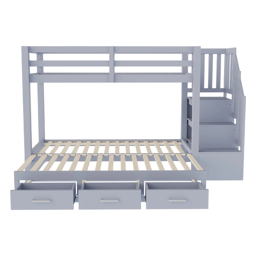 Letto a Castello con Cassetti e Rete a Doghe ¨C Xylo ¨C Legno Grigio 90x200 cm