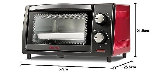 Girmi FE1000 Forno Elettrico Ventilato 10 L 800W Termostato 100°C 230°C Timer 60 min Doppio Vetro colore Nero Rosso