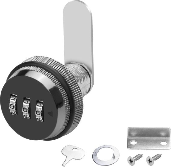 Combinazione Cam Lock, Cassetta di Sicurezza Codificata con Cilindro 3/4 Pollici e Finitura Cromata, Combinazione di Sicurezza Cam Lock per Cassette (25mm Acciaio Nero)