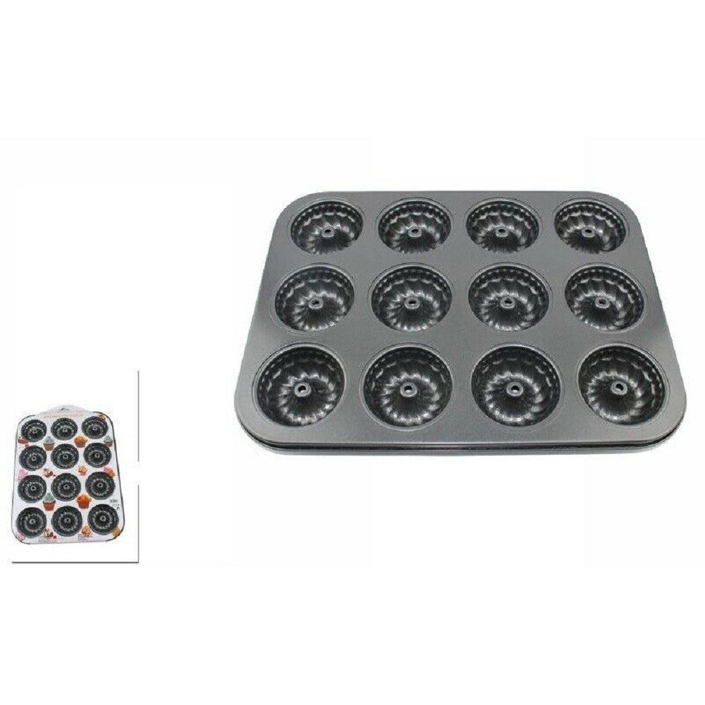 Trade Shop - Stampo Teglia Vassoio Antiaderente 12 Muffin Ciambelle Cupcake Dolci Budino 59941 -