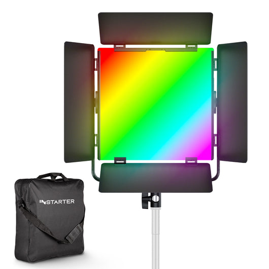 Instarter Faretto per fotografia, Pannello LED per studio fotografico da 60 W, Luce per video con spettro RGB 360°, controllo tramite App, illuminazione bicolore