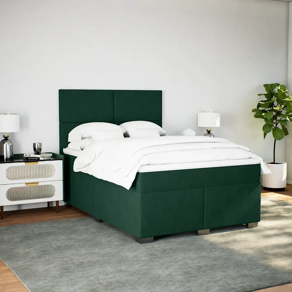 Giroletto a Molle con Materasso Verde Scuro 160x200 cm Velluto