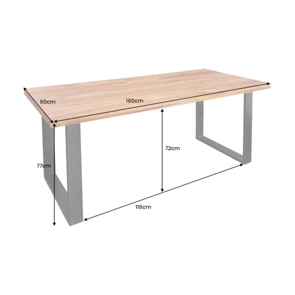 Table LODEN – Rettangolare 160 cm – Legno Sheesham e metallo – Stile industriale