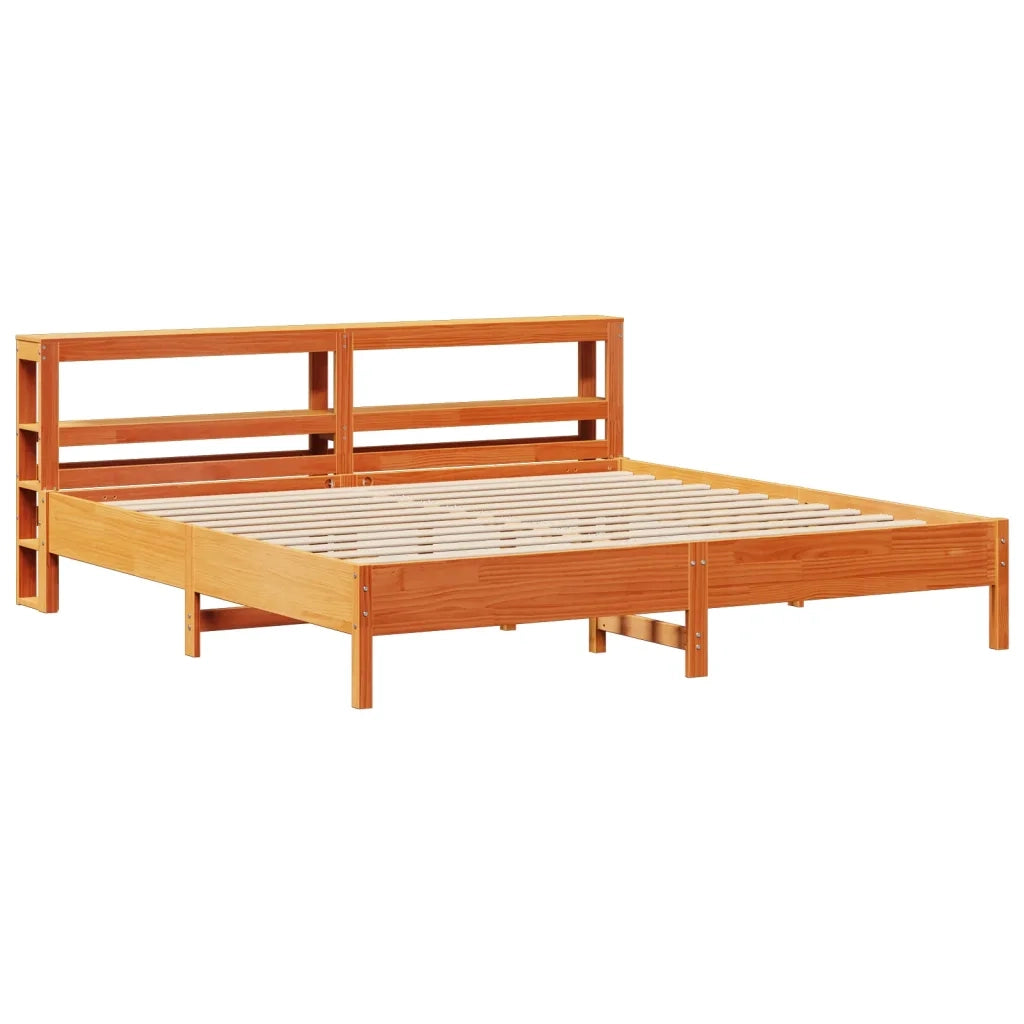 Letto matrimoniale | Letto per adulti | Letto senza Materasso Marrone Cera 200x200 cm in Legno di Pino