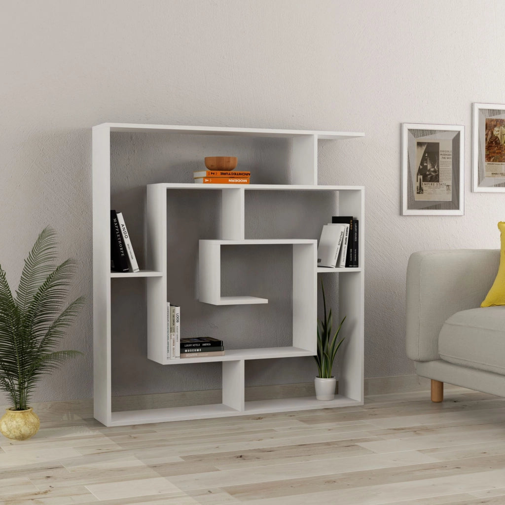 Libreria in legno "Labirent" - 125 x 22 x 129 cm - Bianco