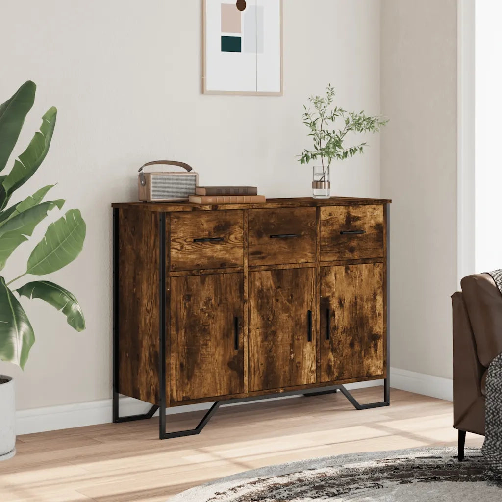 Credenza | Madia | Buffet da pranzo | Armadio da pranzo Rovere Fumo 97x32,5x74,5 cm in Legno Multistrato