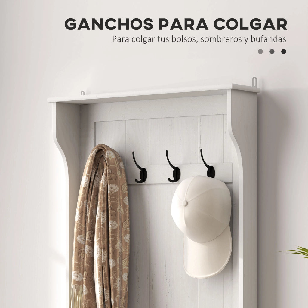 Appendiabiti con Banco e Ganci ¨C Zephmum ¨C Bianco 71.5x39.5x170 cm