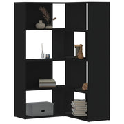 Libreria Angolare 4 Ripiani-Scaffale per Libri-Mobile di Stoccaggio Nera 85x85x140 cm Legno Multistrato