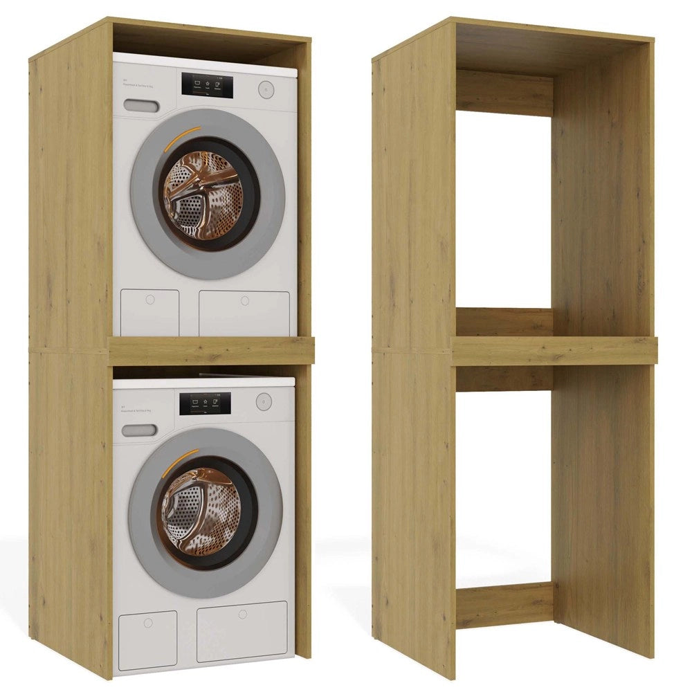 Mobile bagno per lavatrice e asciugatrice POLA twin scaffale colonna rovere artisan