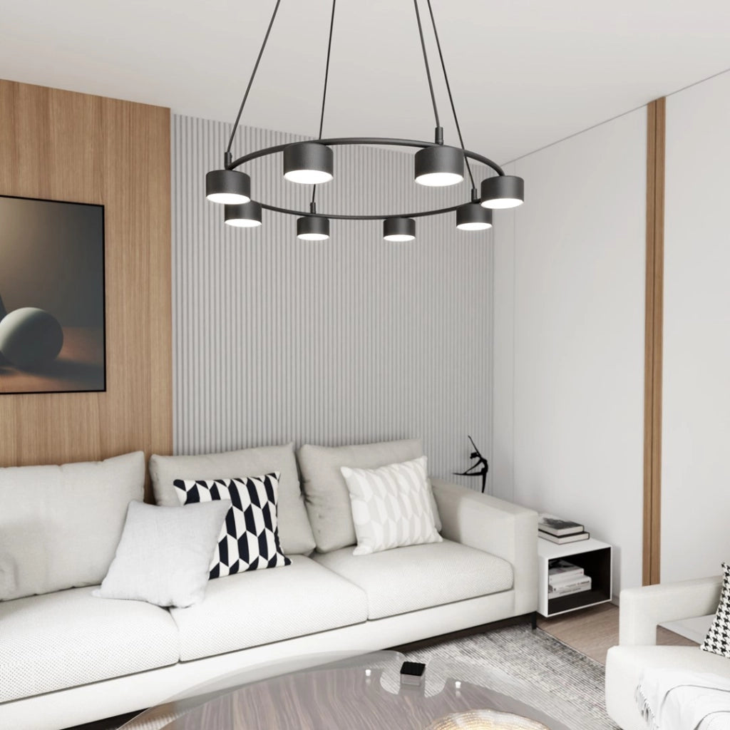 Lampadario STARLIT moderno nero 8 luci GX53 Ø64 Emibig