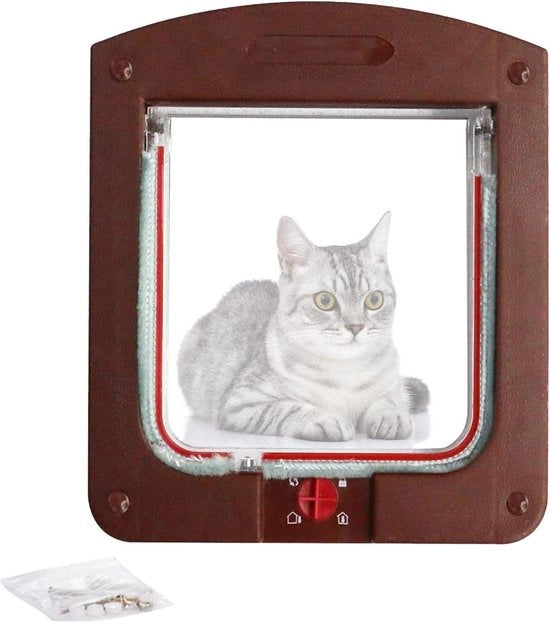 Kattenklep con Magnetico a 4 Vie per Accesso Sicuro - Adatto per Porte e Finestre - Gabbione per Animali 24 x 20 x 3 cm