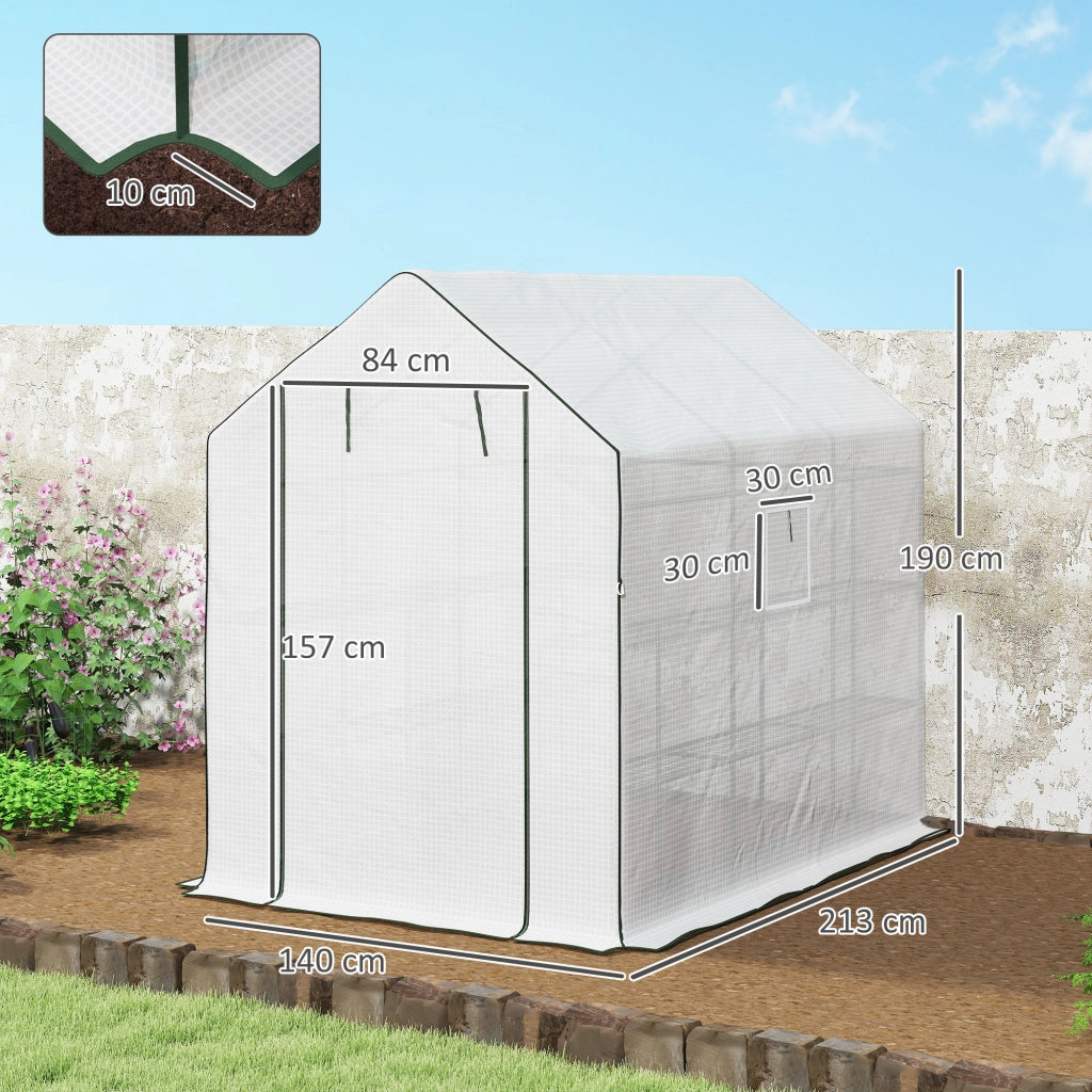 Serra da Giardino con 12 Ripiani Porta a Rullo ¨C zephmum ¨C 140x213x190 cm Bianco