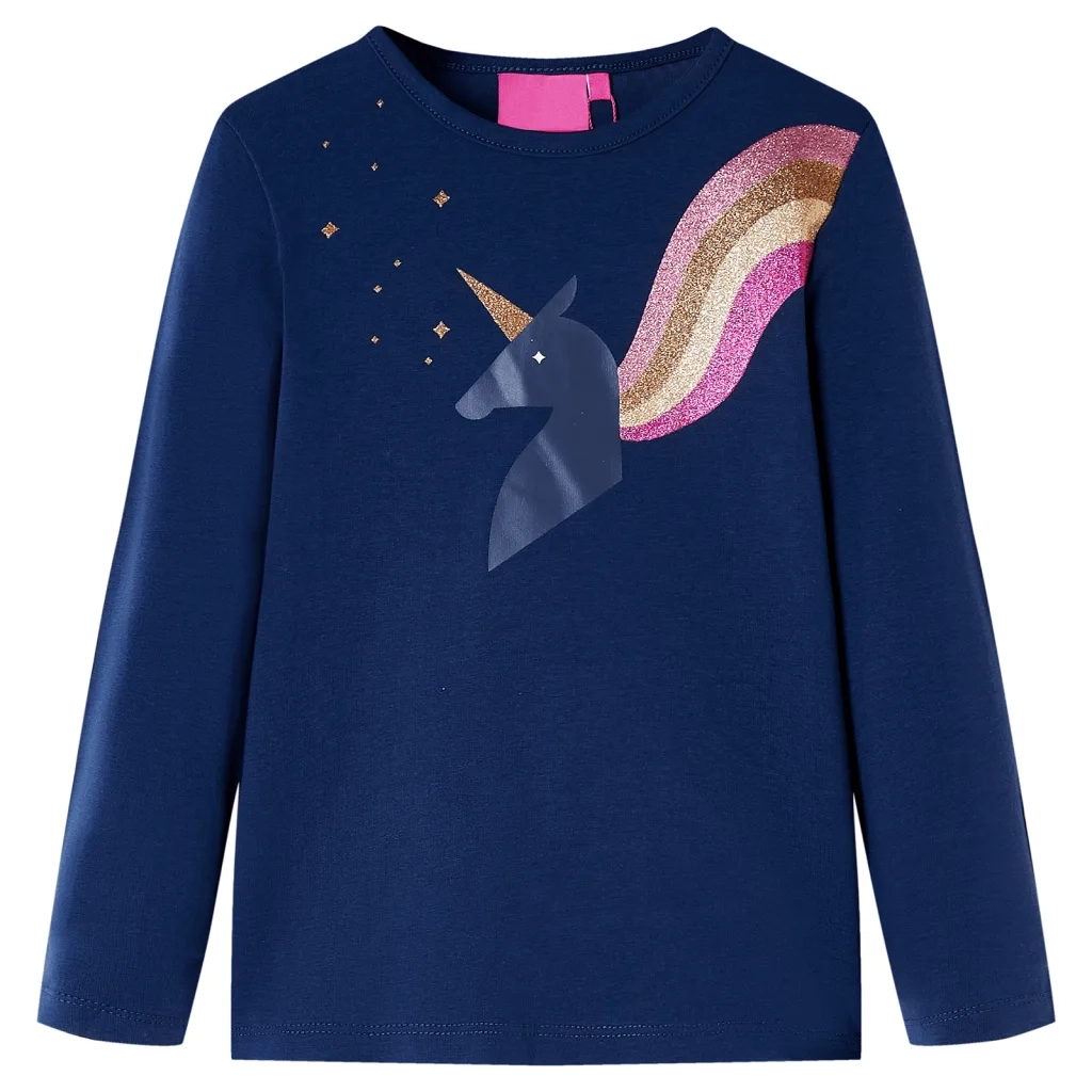 Maglietta da Bambina Maniche Lunghe Blu Marino 92cod mxl 84491