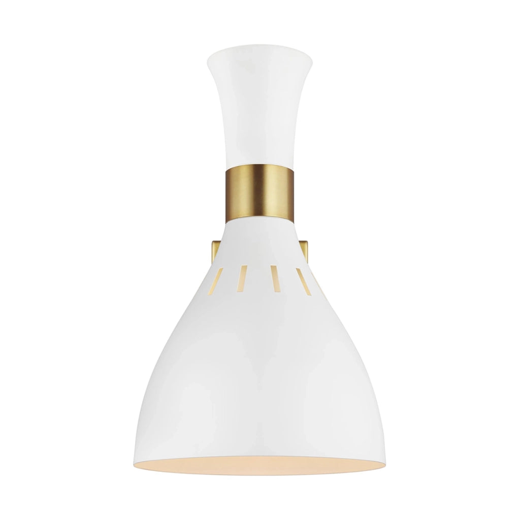 Applique Contemporanea Joan Acciaio Bianco Opaco Ottone Brunito 1 Luce E27