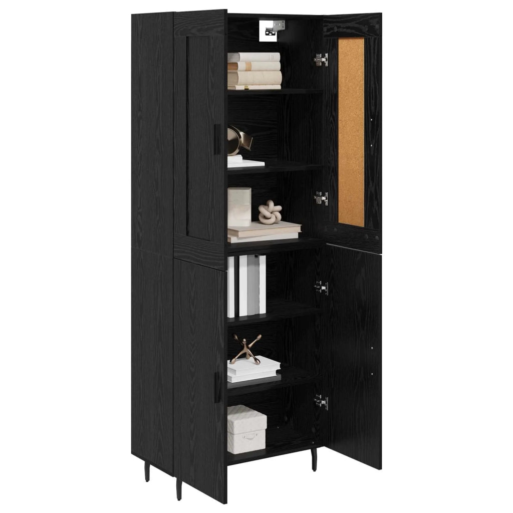 Credenza 2 pcs Rovere Nero Legno multistrato 3416233