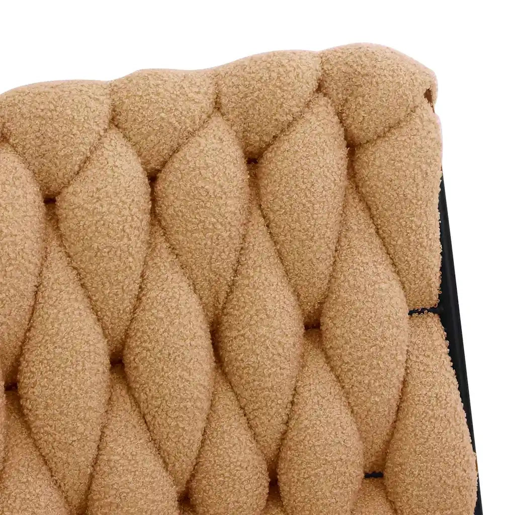 Sedia da Ufficio Girevole in Tessuto Riccio Beige Effetto Lana 4105400