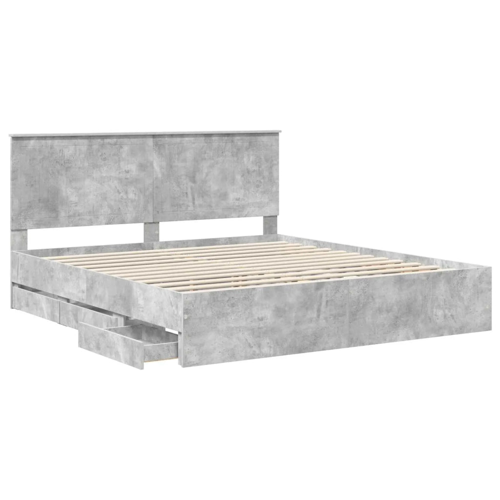 Struttura del letto con cassetto-Giroletto con contenitore-Rete del Letto Grigio cemento 180 x 200 cm 245167