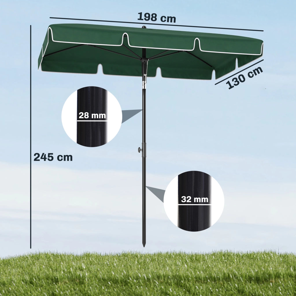 Ombrellone da Giardino ¨C Zephmum ¨C Verde 2x1.3x2.5 m