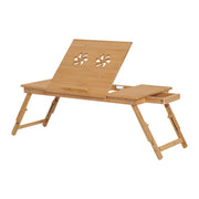 Tavolino da Letto per PC Pieghevole e Inclinabile con Cassetto. 72x35x22-30. Colore Legno