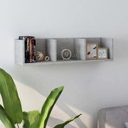 Scaffale Porta CD Parete Grigio Cemento 75x18x18 cm Multistrato 801314