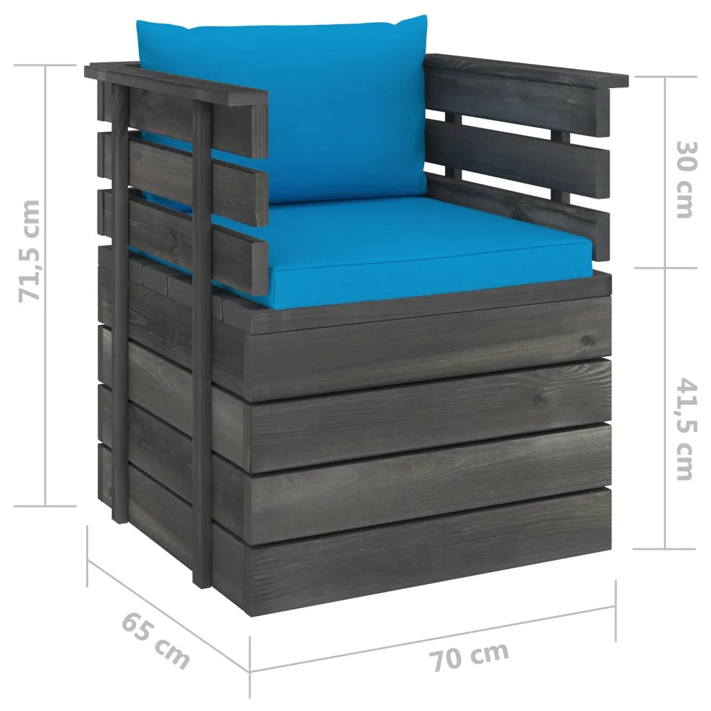 Poltrona da Giardino con Cuscini in Legno di Pino cod mxl 78669