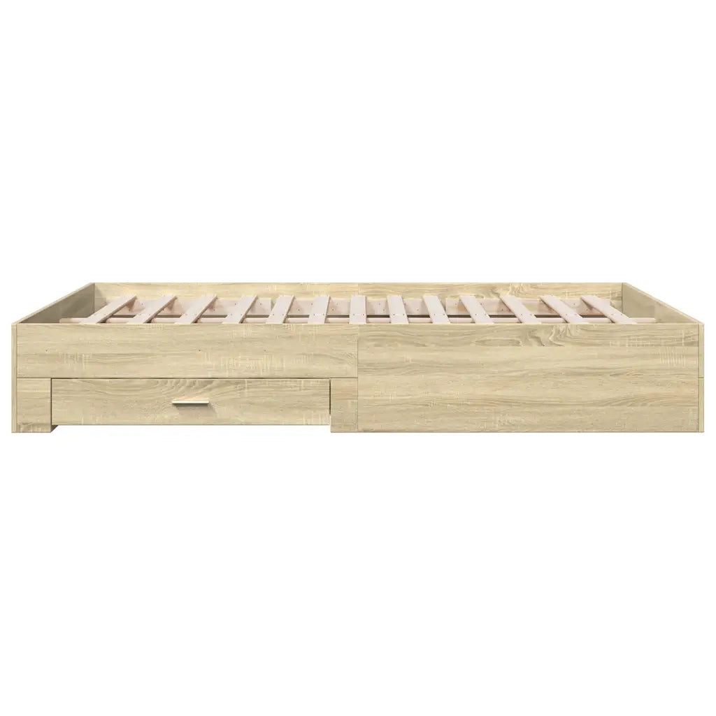 Letto matrimoniale | Letto per adulti | Giroletto Cassetti Rovere Sonoma 150x200 cm Legno Multistrato