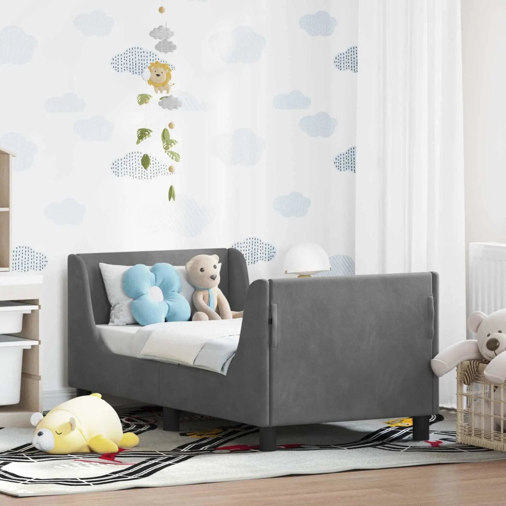 Struttura letto per bambini con testata Grigio Scuro Velluto