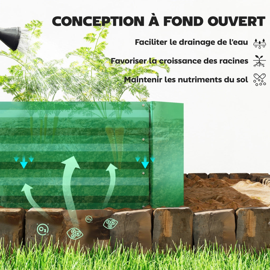 Jardiniere da esterno quadrata per orto galvanizzata 240x120x30 cm ¨C zephmum ¨C verde
