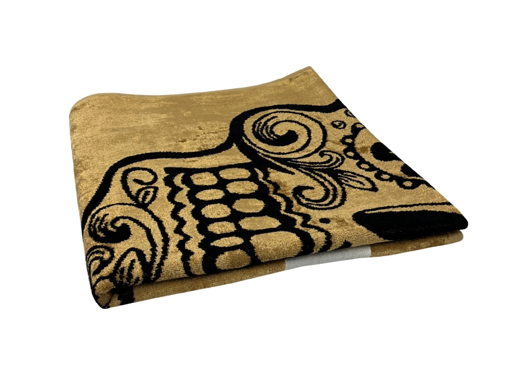 Telo Mare Jacquard Spugna Asciugamano Spiaggia Disegno New Gold Skull - Telo Mare - Oro
