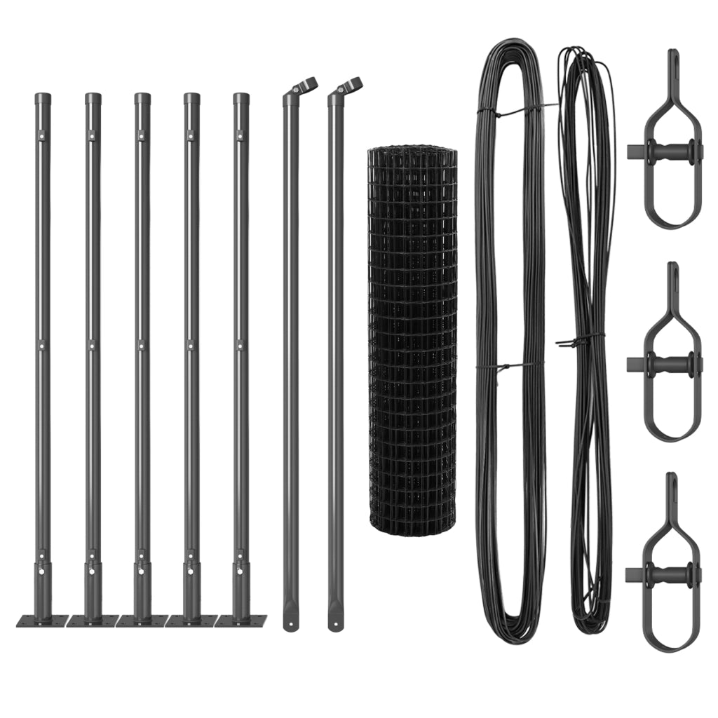 Recinzione Euro con 7 Post flangiati 0.4x10 m Acciaio Zincato.